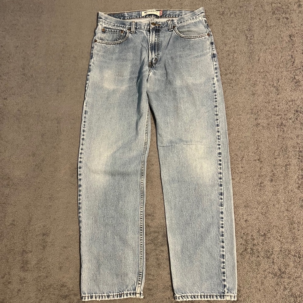 Vintage Y2K Levis 550 Relaxed Fit Light Wash Blue Denim Jeans Mens 34x32 Faded